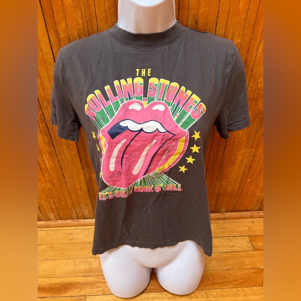 The Rolling Stones Rock and Roll Band Tee H&M Charcoal Gray Top